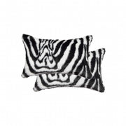 12" X 20" X 5" Denton Zebra Black And White Faux  Pillow 2 Pack