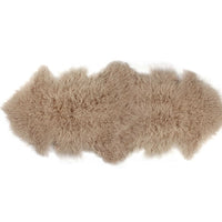 2' X 6' Tan Sheepskin Faux Fur Double Rug