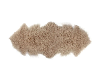 2' X 6' Tan Sheepskin Faux Fur Double Rug