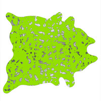 7' X 5' X 6' Lime And Silver Cowhide Area Rug