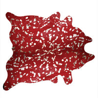 7' X 5' X 6' Red And Silver Cowhide Area Rug