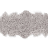 2' X 6' Sage Gray Sheepskin Faux Fur Double Rug