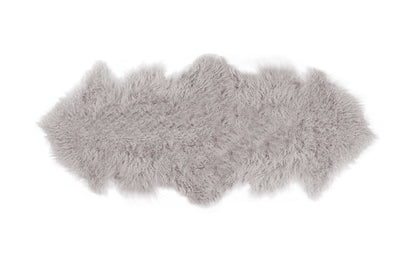 2' X 6' Sage Gray Sheepskin Faux Fur Double Rug