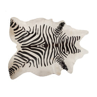 5' X 7' Zebra Black On Off White Cowhide Area Rug