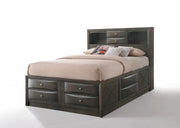 86" X 57" X 56" Gray Oak Rubber Wood Full Storage Bed