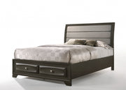 87" X 63" X 52" Gray Fabric And Antique Gray Queen Storage Bed