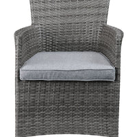 24" X 24" X 35" 3Pc Gray Fabric And Wicker Patio Bistro Set