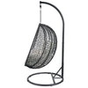 38" X 38" X 79" Beige Fabric And Black Wicker Patio Swing Chair With Stand