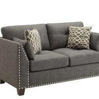 58" X 31" X 35" Light Charcoal Linen Loveseat