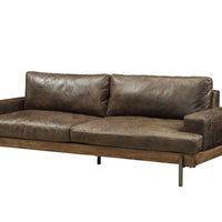 95" X 39" X 32" Distressed Chocolate Top Grain Leather Sofa