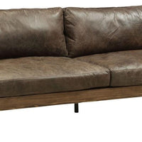 95" X 39" X 32" Distressed Chocolate Top Grain Leather Sofa