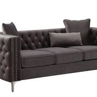 86" X 34" X 30" Dark Gray Velvet Sofa