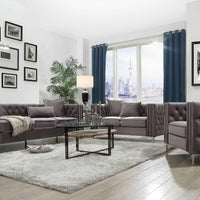 86" X 34" X 30" Dark Gray Velvet Sofa