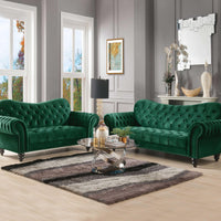 76" X 37" X 39" Green Velvet Loveseat