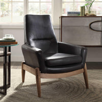 30" X 33" X 40" Black Top Grain Leather Accent Chair