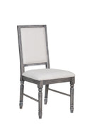 20" X 22" X 40" 2pc Light Cream Linen And Weathered Gray Side Chair