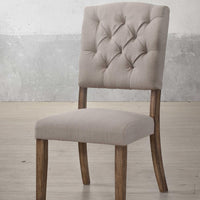 19" X 23" X 43" 2pc Cream Linen And Weathered Oak Side Chair