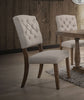 19" X 23" X 43" 2pc Cream Linen And Weathered Oak Side Chair