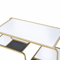 52" X 24" X 18" Gold And Clear Glass Metal Coffee Table