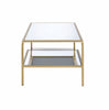52" X 24" X 18" Gold And Clear Glass Metal Coffee Table