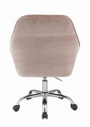 27" X 22" X 37" Dusky Rose Velvet Office Chair