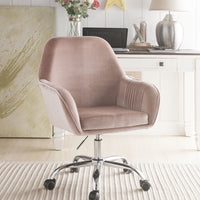 27" X 22" X 37" Dusky Rose Velvet Office Chair