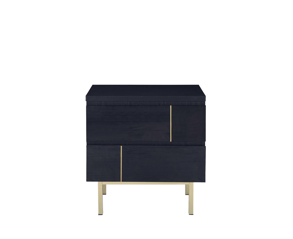 21" X 16" X 22" Black And Brass Metal Nightstand