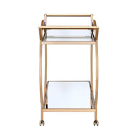 33" X 19" X 35" Champagne Metal Tube Serving Cart