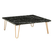 40" X 40" X 15" Marble And Gold Coffee Table