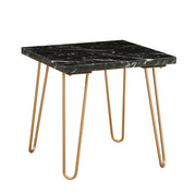 22" X 22" X 21" Marble And Gold End Table