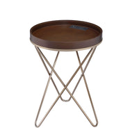Pearlescent Gold And Dark Brown USB Side Table