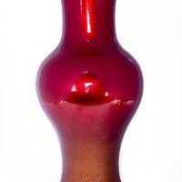 18" Ombre Lacquered Ceramic Vase - Red And Orange