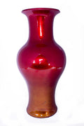 18" Ombre Lacquered Ceramic Vase - Red And Orange