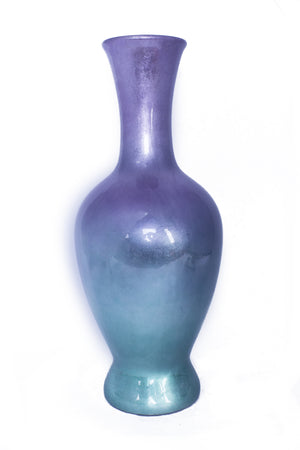 20" Ombre Lacquered Ceramic Vase - Purple And Aqua