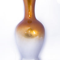 20" Ombre Lacquered Ceramic Vase - Orange And White