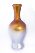 20" Ombre Lacquered Ceramic Vase - Orange And White