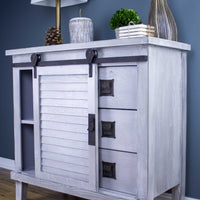 Light Grey Accent Cabinet with 1 Door and 3 Drawers