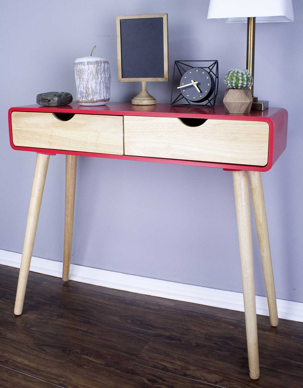 31.5" Red Console Table with 2 Drawers