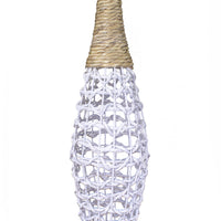 36" Woven Floor Vase - White And Natural Water Hyacinth