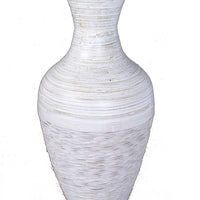 25" Spun Bamboo Floor Vase - Distressed White