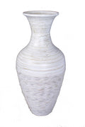 25" Spun Bamboo Floor Vase - Distressed White