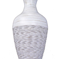 25" Spun Bamboo Floor Vase - Distressed White