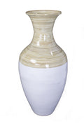 25" Spun Bamboo Floor Vase - Natural And White