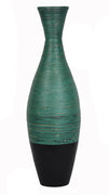 36" Spun Bamboo Floor Vase - Distressed Blue & Matte Black