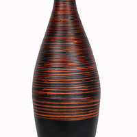 36" Spun Bamboo Floor Vase - Distressed Red & Matte Black