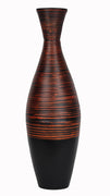 36" Spun Bamboo Floor Vase - Distressed Red & Matte Black