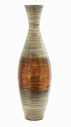 36" Spun Bamboo Floor Vase - Cream And Orange
