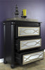 37" Black and Silver Accent Cabinet with 3 drawers and Mirrored Glass