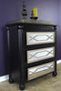 37" Black and Silver Accent Cabinet with 3 drawers and Mirrored Glass