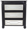 37" Black and Silver Accent Cabinet with 3 drawers and Mirrored Glass